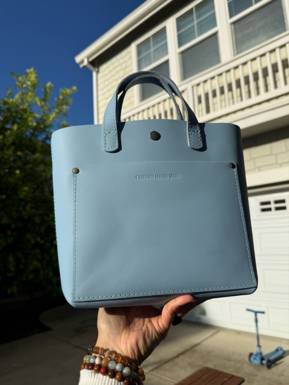 Portland leather Goods Mini Crossbody in Glacial Blue